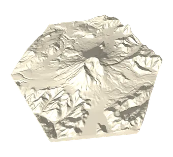 Alticarta hex tile of Mount St. Helens, built from USGS 3DEP elevation data