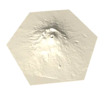 Alticarta hex tile of Mount Vesuvius, its crater at the centre